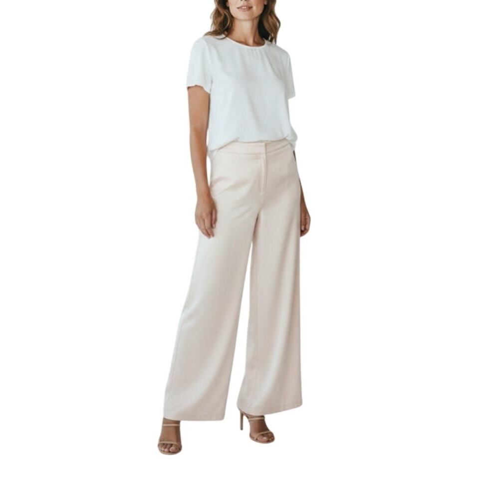 AS By DF Wide Satin Pant Women Sz 0 Blush Fairy Preppy Chick Luxury Resort